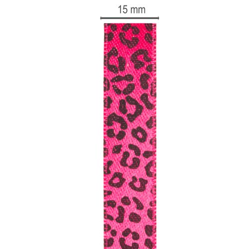 Dekorative Pink Leopard Print Ribbon Polyester 15mm x 18m | Floristik24.co.uk
