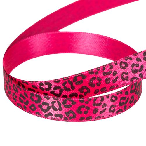Dekorative Pink Leopard Print Ribbon Polyester 15mm x 18m | Floristik24.co.uk