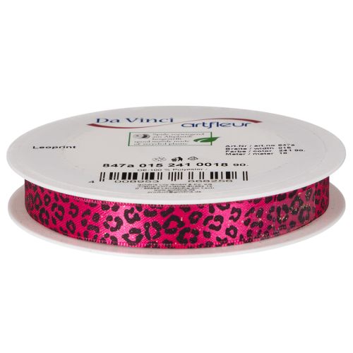 Dekorative Pink Leopard Print Ribbon Polyester 15mm x 18m | Floristik24.co.uk