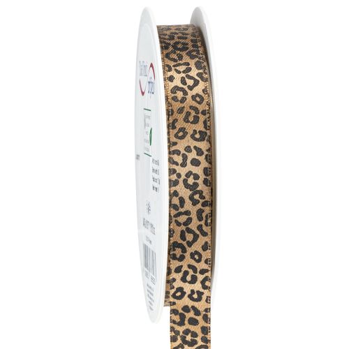Ribbon Leopard Print Silk Ribbon Brown Black 15mm 18m