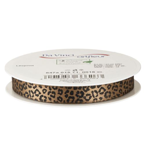 Ribbon Leopard Print Silk Ribbon Brown Black 15mm 18m | Floristik24.co.uk