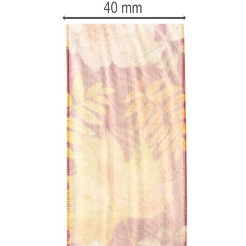 Organza Ribbon with Autumn Floral Design 40mm x 15m | Floristik24.co.uk