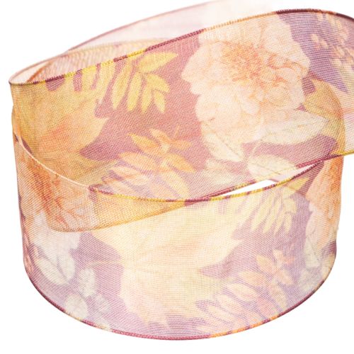 Organza Ribbon with Autumn Floral Design 40mm x 15m | Floristik24.co.uk