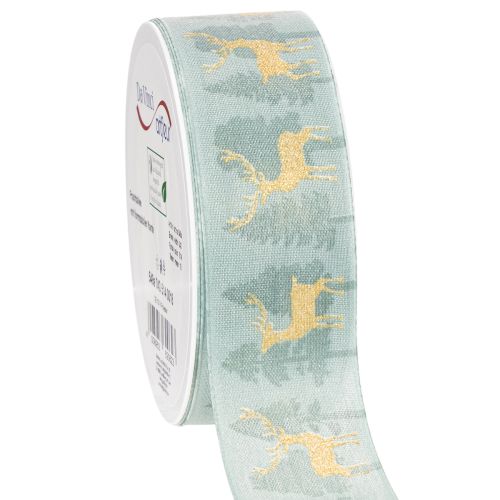 Fabric Gift Ribbon with Reindeer and Trees 40mm x 18m