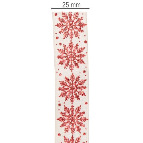 Dekorative Ribbon with Snowflake Design 25mm x 20m – Red and White | Floristik24.co.uk