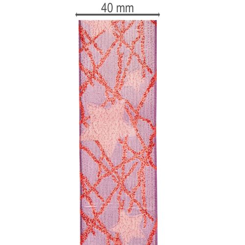 Organza Ribbon with Glitter Stars Purple 40mm x 15m for Christmas Decorations | Floristik24.co.uk