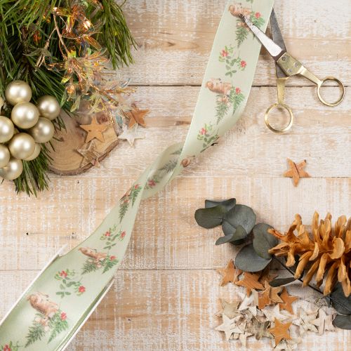 Dekorative Ribbon with Deer, Forest, and Floral Design, 40mm x 15m, Polyester | Floristik24.co.uk