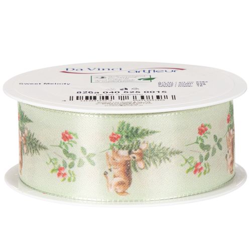 Dekorative Ribbon with Deer, Forest, and Floral Design, 40mm x 15m, Polyester | Floristik24.co.uk