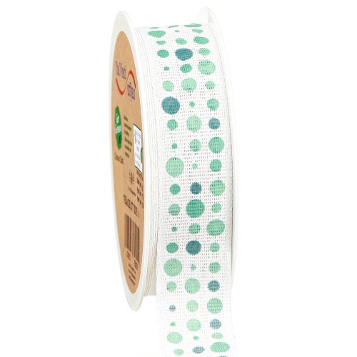 Floristik24 Ribbon Turquoise Dots Maritime Cotton Ribbon 25mm 18m