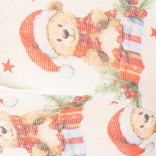 Fabric Gift Ribbon with Christmas Bear Design 40mm x 15m | Floristik24.co.uk