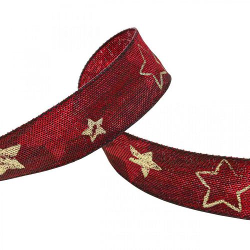 Product Deco Ribbon Christmas Ribbon Stars Red Golden L15m