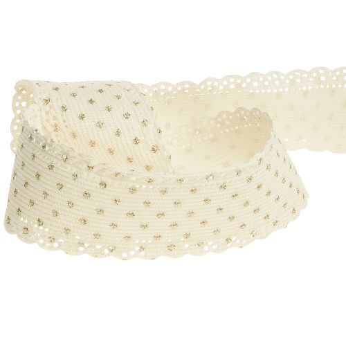 Product Gift ribbon cream ribbon dots and lace 38mm 10mm