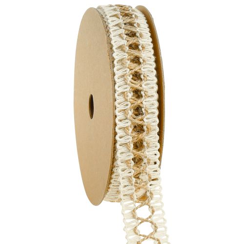 Jute ribbon decorative ribbon with loops cream natural 25mm 10m