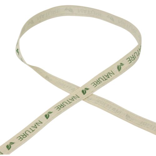 Gift ribbon deco ribbon cotton cream nature 15mm 20m