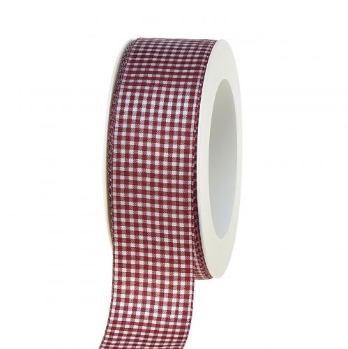 Floristik24 Gift ribbon decorative ribbon check red white 40mm 20m