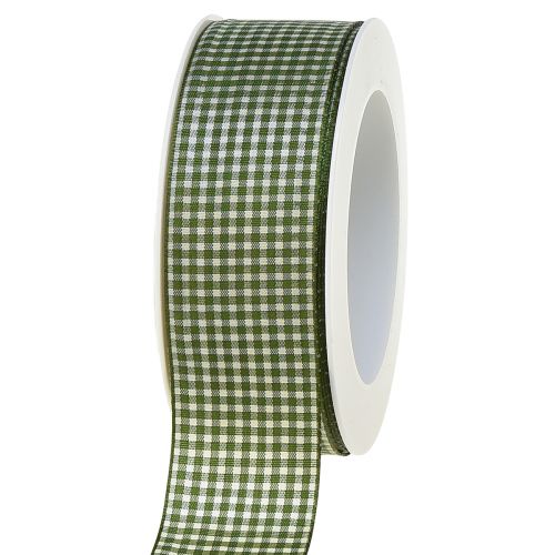 Product Gift ribbon decorative ribbon check green cream 40mm 20m