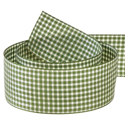 Floristik24 Gift ribbon decorative ribbon check green cream 40mm 20m