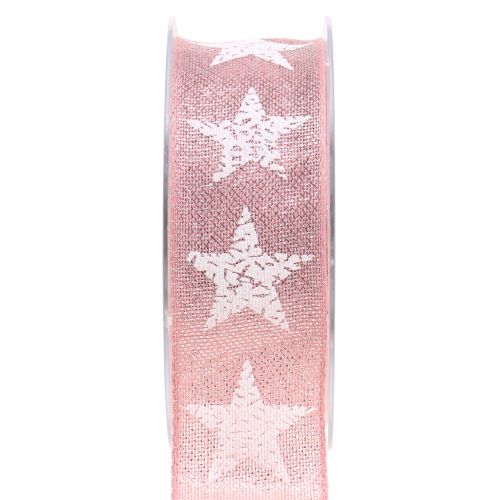 Floristik24 Deco ribbon star pink 40mm 15m