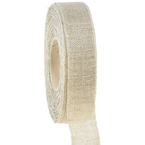 Floristik24 Decorative ribbon natural beige linen ribbon 25mm 20m