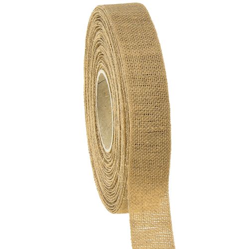 Product Decorative ribbon natural brown linen ribbon 25mm 20m