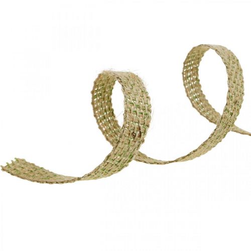 Product Deco ribbon jute green, nature 12mm Colorful jute ribbon jute decoration 10m