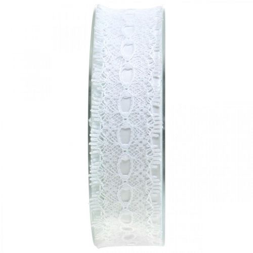 Product Ribbon with lace, wedding decoration, deco ribbon White W35mm L20m