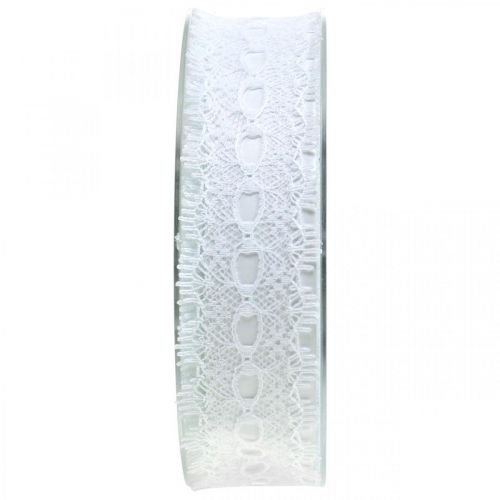 Product Ribbon with lace, wedding decoration, deco ribbon White W35mm L20m