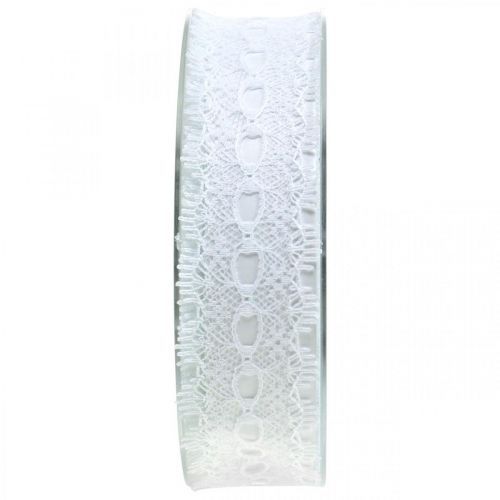 Floristik24 Ribbon with lace, wedding decoration, deco ribbon White W35mm L20m