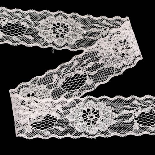 Product Lace ribbon floral with wavy edge pink 40mm 20m