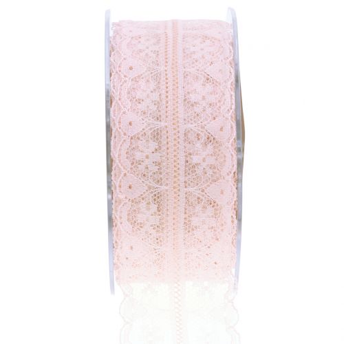 Floristik24 Lace ribbon vintage pink 40mm 20m