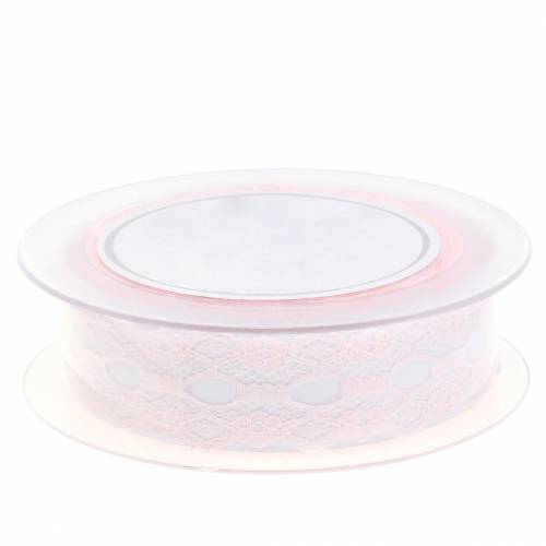 Floristik24 Lace ribbon pink 30mm deco ribbon lace wedding decoration 20m