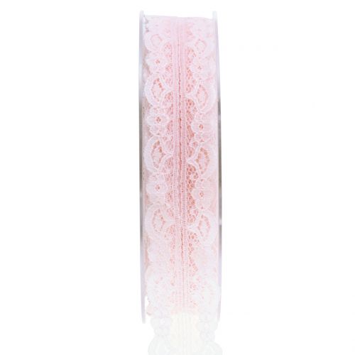Floristik24 Lace band with wave edge Rosa 25mm 20m