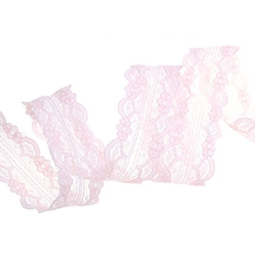 Floristik24 Lace band with wave edge Rosa 25mm 20m
