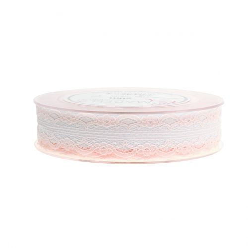Floristik24 Lace band with wave edge Rosa 25mm 20m