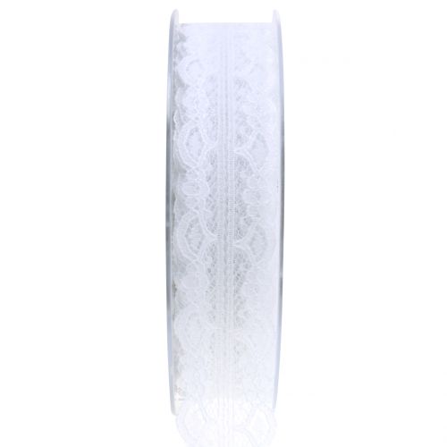 Floristik24 Lace ribbon with scalloped edge white 25mm 20m