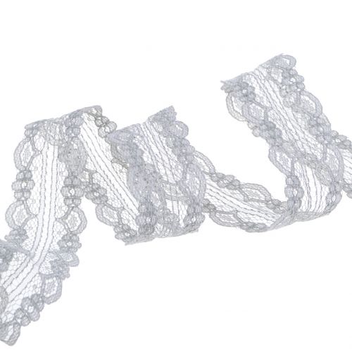 Product Lace band with wave edge gray 25mm 20m