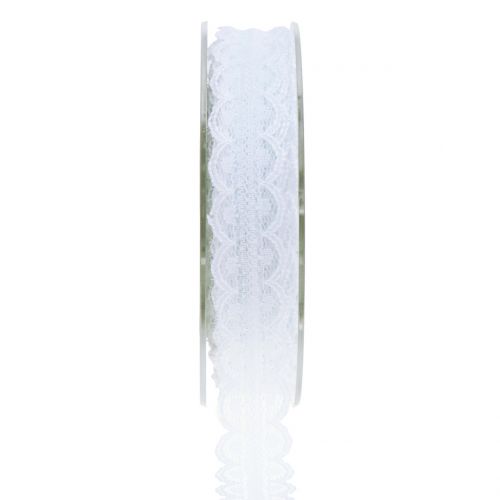 Floristik24 Lace band with wave edge White 20mm 20m