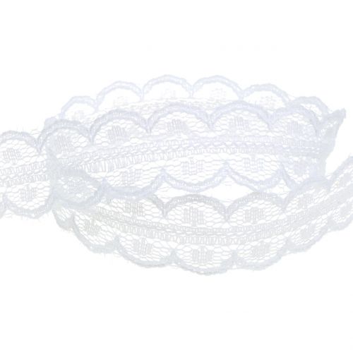 Floristik24 Lace band with wave edge White 20mm 20m