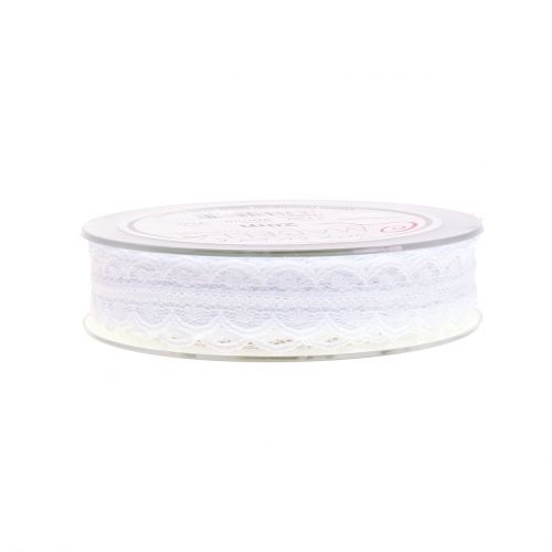 Floristik24 Lace band with wave edge White 20mm 20m