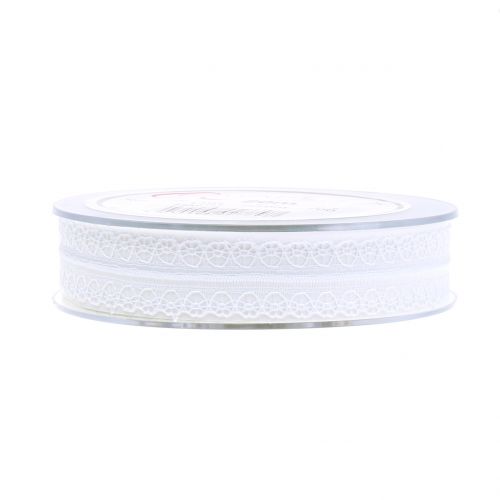 Floristik24 Lace ribbon vintage white 20mm 20m