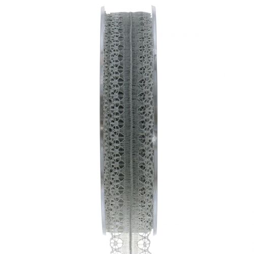 Floristik24 Lace ribbon vintage gray 20mm 20m