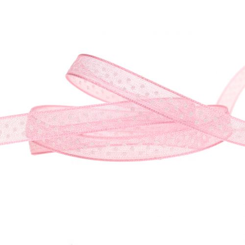 Floristik24 Decorative ribbon with dots pink 7mm L20m
