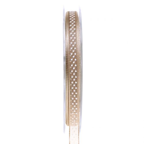 Floristik24 Decorative ribbon with dots brown 7mm L20m