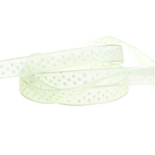 Product Decorative ribbon with dots light green 7mm L20m