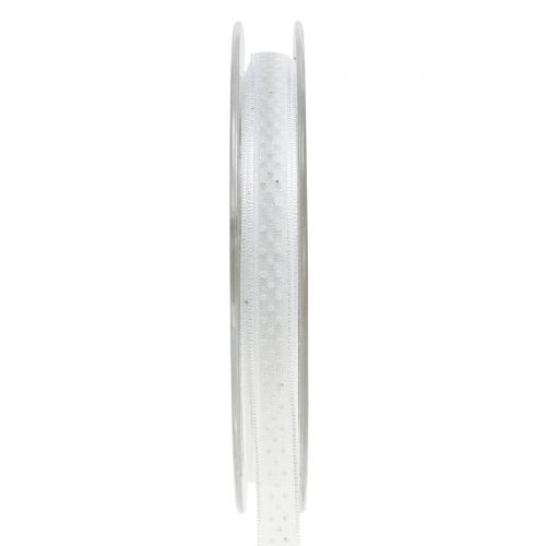 Floristik24 Decorative ribbon with dots white 7mm L20m