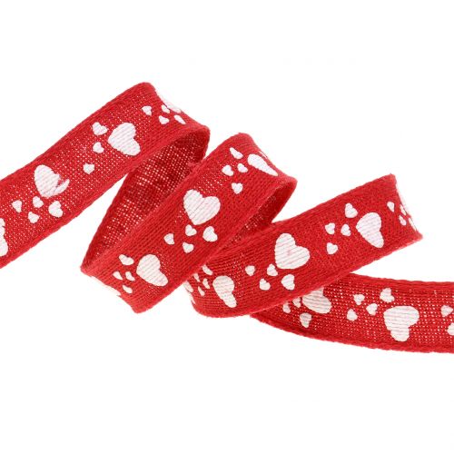 Product Deco ribbon with hearts red 15mm 15m