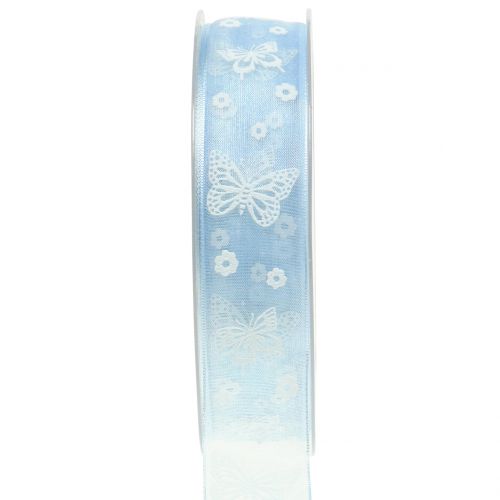 Floristik24 Organza ribbon butterfly blue 25mm 20m