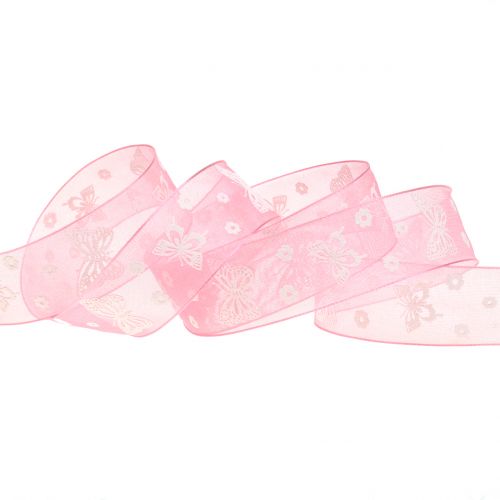 Product Organza ribbon butterfly old rose 25mm 20m