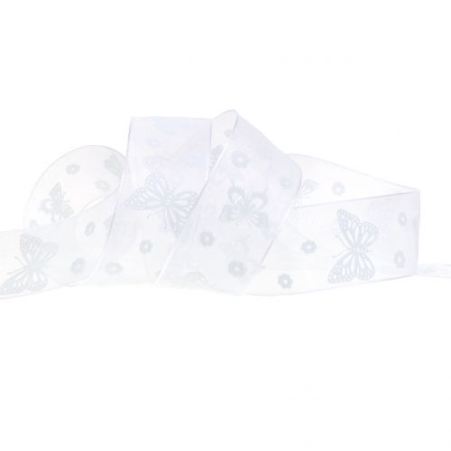 Product Organza ribbon Butterfly White 25mm 20m