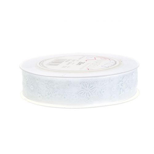 Floristik24 Organza ribbon Butterfly White 25mm 20m